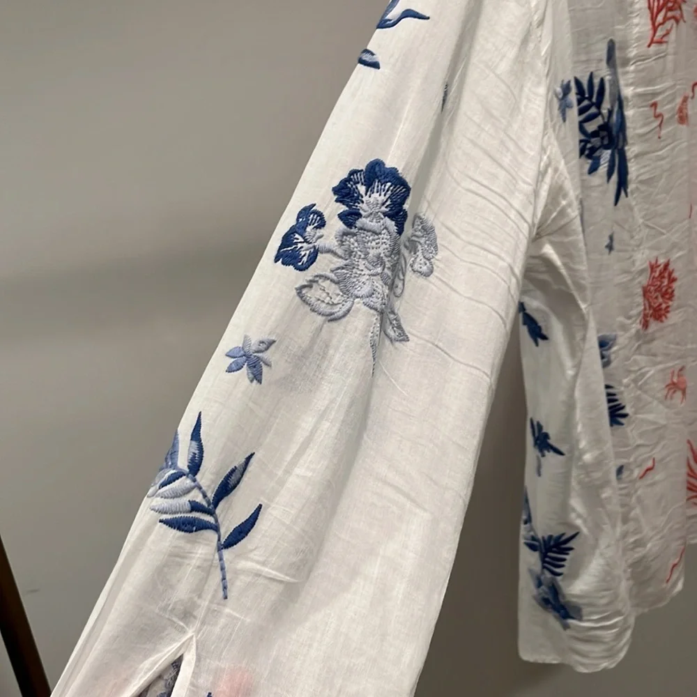 Johnny Was Button down embroidered shirt size XL - Picture 4 of 7